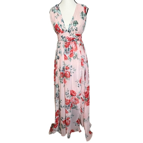 Lulus Garden Meandering Blush Floral Print Maxi Dress Size Small Pink Peach NWT - Picture 5 of 14